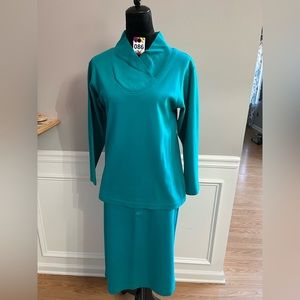 Vintage John Bull Teal 2pc Skirt Set-Size Medium